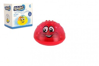 Hračka do vody stříkací plast 10cm červená na baterie se světlem v krabičce 10x10x8cm