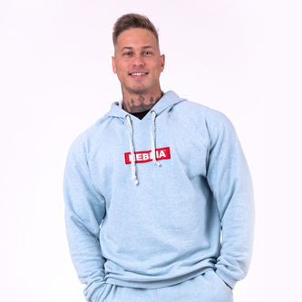 Pánská mikina s kapucí Red Label Light Blue - NEBBIA - Velikost M