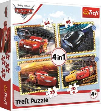 Puzzle Auta 3 - Připravit, pozor, teď! 4v1 / 35,48,54,70 dílků