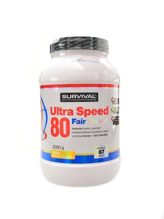 Survival - Ultra Speed protein 80 2000 g - banán - bílá čokoláda Survival - Ultra Speed protein 80 2000 g - banán - bílá čokoláda