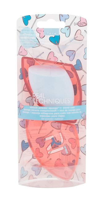 Real Techniques Miracle Powder Sponge houbička na make-up Miracle Powder Sponge + cestovní pouzdro 1 ks