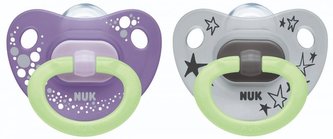 NUK Dudlík silikonový Happy Nights V1 (0-6m), 2ks pro holku
