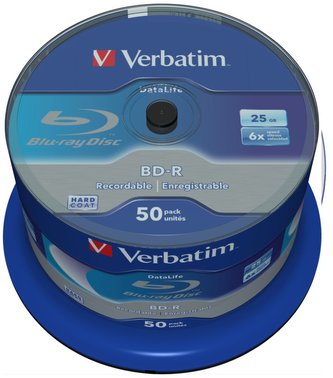 VERBATIM BD-R Blu-Ray SL DataLife 25GB/ 6x/ 50pack/ spindle