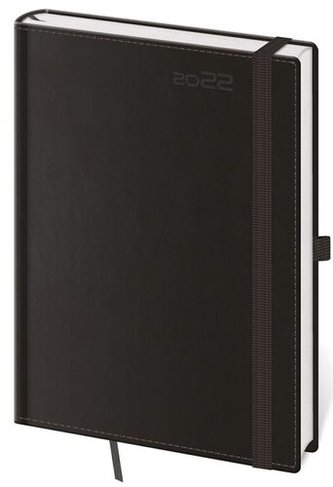 Diář 2022 denní A5 Double Black s poutkem na propisku