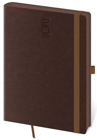 Diář 2022 denní A5 Memory - tmavě hnědá s gumičkou