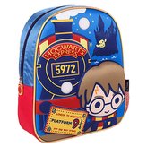 Dětský blikající batoh Harry Potter: 3D Harry (objem 8 litrů|25 x 31 x 10 cm) modrý polyester