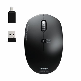 PORT CONNECT RECHARGEABLE BT COMBO PRO bezdrátová myš, 2,4 Ghz & Bluetooth®, USB-A/C, černá PORT CONNECT RECHARGEABLE BT COMBO PRO bezdrátová myš, 2,4 Ghz & Bluetooth®, USB-A/C, černá