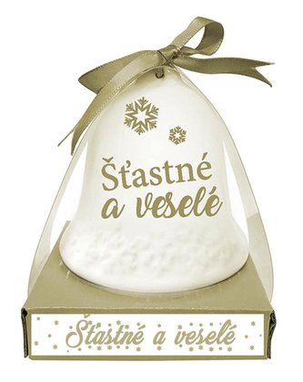 Keramický zvonek - Šťastné a Veselé 8,5cm
