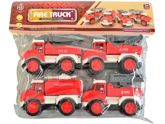 Auto hasičské, 4 ks, 10 cm