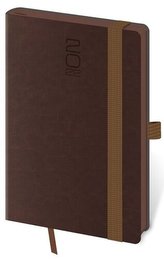 Diář 2022 Memory - tmavě hnědý s gumičkou, týdenní kapesní