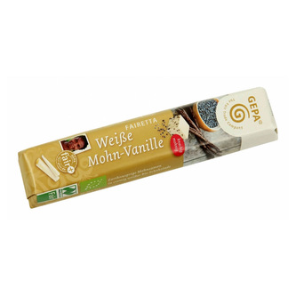 Gepa Bio bílá čokoládová tyčinka s mákem a vanilkou, 45 g