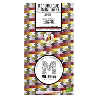 Millésime Chocolat Bio hořká čokoláda s lískovými oříšky Dominicana 75 %, 70 g