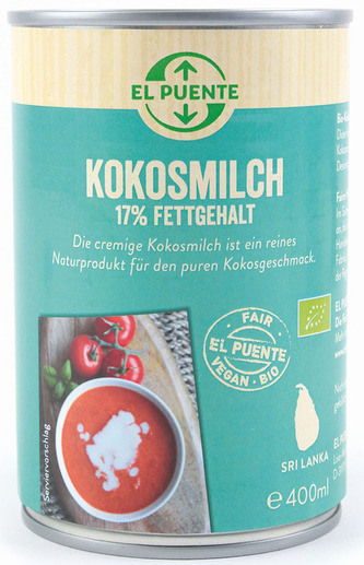 El Puente Bio kokosové mléko ze Šrí Lanky, 400 ml