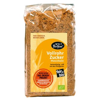 WeltPartner Bio nekrystalizovaný třtinový cukr Muscovado z Filipín, 500 g