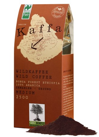 Bio mletá divoká káva Kaffa střední, 250 g