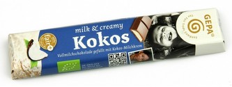 Gepa Bio mléčná čokoládová tyčinka s kokosovým krémem, 37,5 g
