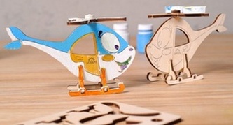 3D dřevěný model Helikoptéra