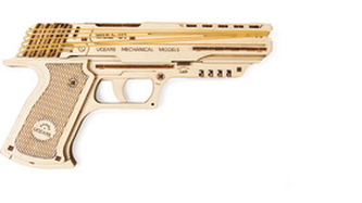 Dřevěný mechanický model Revolver Wolf-01
