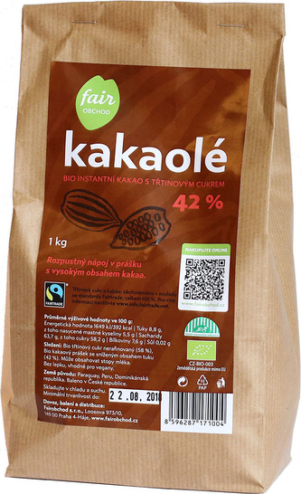 Fairobchod Bio rozpustné kakao Kakaolé 42%, 1 kg