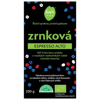 Fairobchod Bio zrnková káva Espresso Alto, 500 g