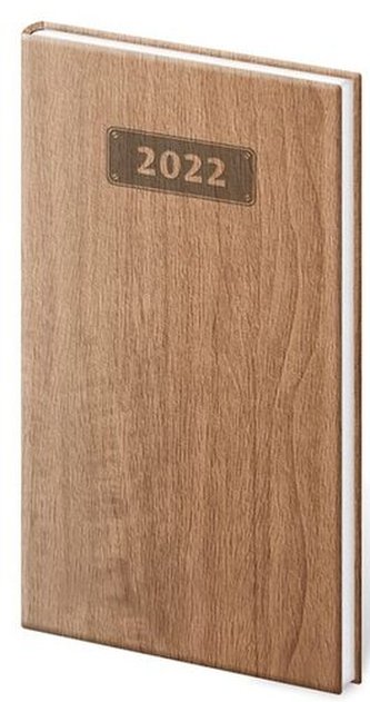 Diář 2022 Wood - Světle hnědý, týdenní kapesní