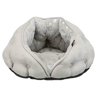 Plyšová jeskyně Feather 47 x 27 x 41 cm šedá/stříbrná