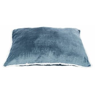 Polštář  PAUL, čtvercový  60 × 45 cm, plyš/ovečka, modrá/bílá - DOPRODEJ