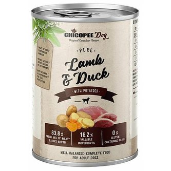 CHICOPEE ADULT čisté jehněčí, kachna, brambory pro psy 400 g - DOPRODEJ