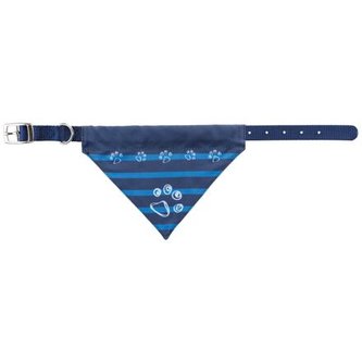 Nylonový obojek se šátkem - modrý indigo - M:37-47cm/20mm