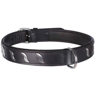 Obojek ACTIVE kožený - černý - L-XL:57-66cm/30mm