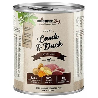 CHICOPEE ADULT čisté jehněčí, kachna, brambory pro psy 800 g