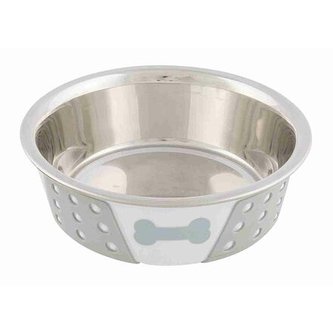 Nerezová miska se silikonovým opláštěním 0,4l/14cm bílo/šedá