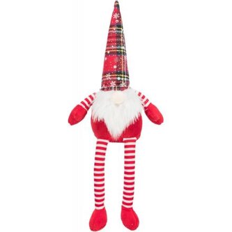 Vánoční skřítek červený, dlouhé nohy, zvuk, 40cm