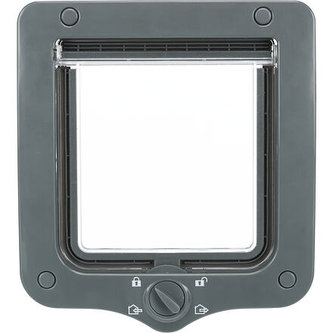 Průchozí dvířka pro kočku, s tunelem, 4-cestná, 20x22cm, šedá