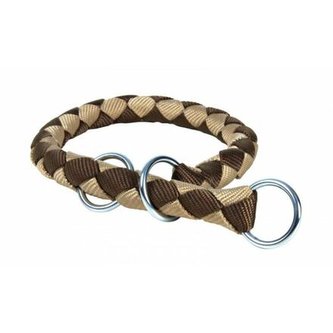Nylonový obojek kulatý CAVO - hnědo/béžová DOPRODEJ - S-M:35-41cm/12mm