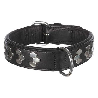 Obojek ACTIVE kožený - černý - L:45-55cm/40mm