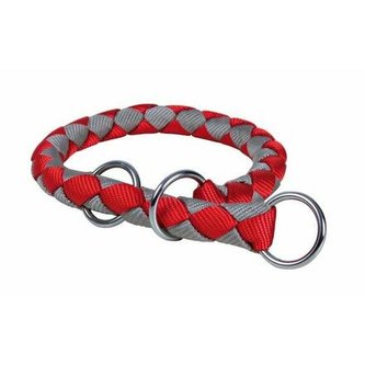 Nylonový obojek kulatý CAVO - červeno/stříbrný DOPRODEJ - M-L:43-51cm/18mm