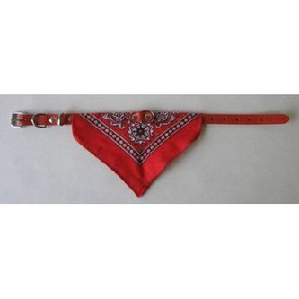 Obojek kožený (červený) se šátkem 65cm  DOPRODEJ