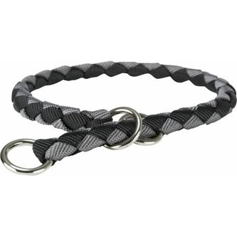 CAVO obojek kulatý "Stop tahání" - černá/grafit - S-M:35-41cm/12mm
