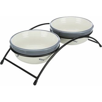 Set keramických misek se stojánkem  2 × 0,3 l / ø 12 cm šedo/bílá