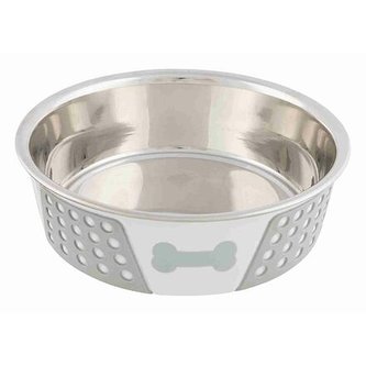 Nerezová miska se silikonovým opláštěním 1,4l/21cm bílo/šedá