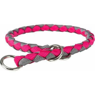 CAVO obojek kulatý "Stop tahání" - fuchsie/grafit - M:39-45cm/12mm