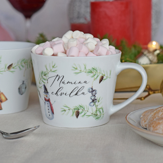Porcelánový vánoční hrnek - Mámina chvilka