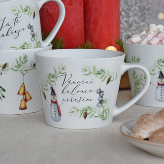 Porcelánový vánoční hrnek - Vánoční kalorie neřeším