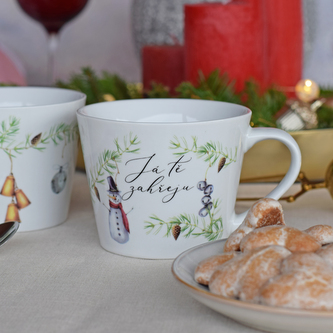Porcelánový vánoční hrnek - Já tě zahřeju