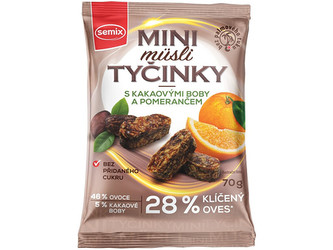 Semix Mini Müsli tyčinky s kakaovými boby a pomerančem bez lepku 70g