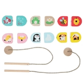 CUBIKA 15580 Kde bydlíme - navlékací set - 14  dřevěných dílů