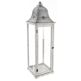 Lucerna dřevo/kov bílá velká 32x32x101 cm