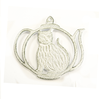 Podložka litina kočka bílá 17x15x1 cm