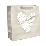 Taška dárková šedá srdce 25x10x25 cm